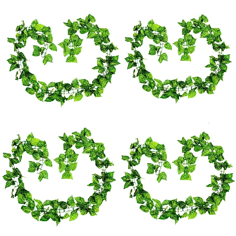 ریسه برگ مصنوعی مدل پتوس رگه دار بسته 4 عددی